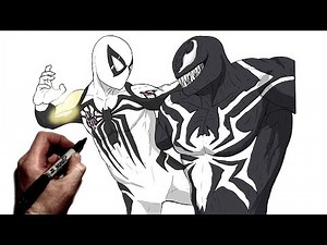 How To Draw Spider Man Vs Venom | Step By Step | Spider Man 2 PS5
