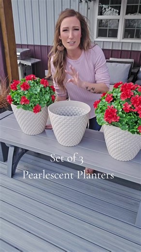 Set of 3 Pearlescent Planters! Several color options to choose from! #planters #gardening #planter #qvc #tiktokshopcreatorpicks