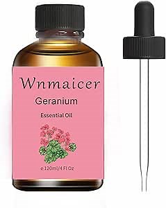 Geranium Essential Oil 4 Fl Oz - Premium Geranium Oil for Skin, Massage, Aromatherapy, Hair & DIY 120ml