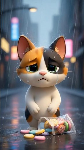 Sad Calico Cat After Dropping Her Cookie 🍪🐾