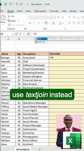 How to use the textjoin function in excel