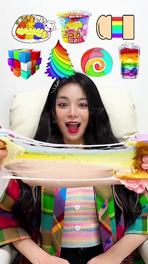 랜덤 레인보우 음식 먹방🍭 #추천 #fyp #mukbang | 구래커플 색깔 먹방