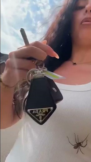 MASSIVE spider crawls up woman's chest completely unnoticed #shorts