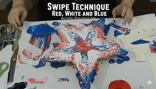 Swipe Technique with Red, White, and Blue | Acrylic Pouring Art