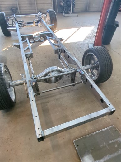 Street Rod Garage 55-59 Chevy Truck Chassis getting ready for mock up under a customers truck we are building at SRG. Love this stage of a build! #carbuilder #chassisfab #chassisfabrication #hotrodshop #55chevy