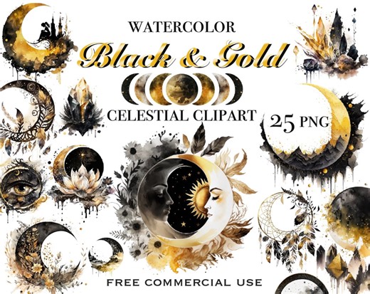Stay Wild Moon Child PNG Clipart Bundle, Black and Gold Night Sky Art, Celestial Astrology Crescent Moon Images Set, Digital Downloads - Etsy