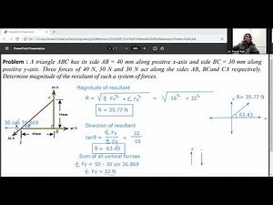 Problem 5 - Magnitude and direction of resultant force by method of resolution/coplaner concurrent