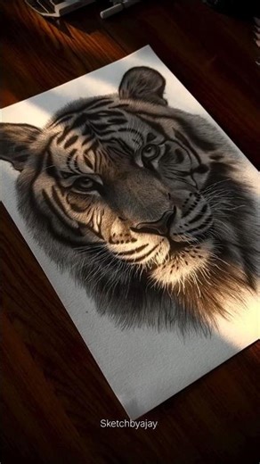 Easy Tiger drawing using Charcoal Powder | step-by-step tutorial 😍 #shorts