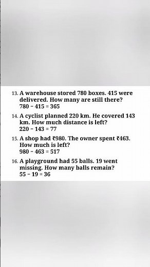 Subtraction word problem