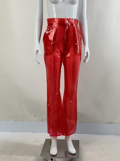 Women Sexy Exotic Pants See-through Transparent Front Zipper Pants 6035 #clearPVC #plastic