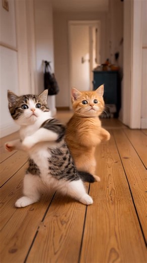 Bella & Flauschi | The Meow Moves on Instagram: "POV: Nobody taught them this dance… but they still understood the assignment. 😂🐾 Wait for the moves. #FunnyCats #DancingCats #CatReels #FYP #ViralPets"