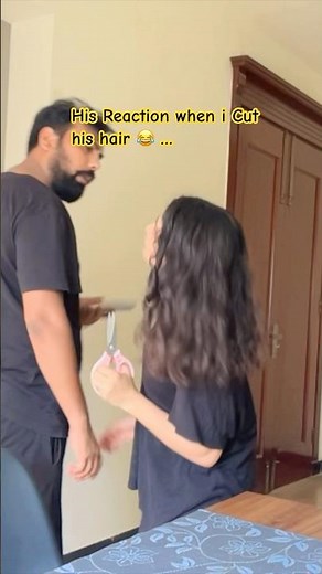 His Reaction 😂 When I Cut His hair #shorts #prank
