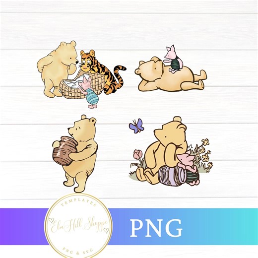 Winnie the Pooh Vintage Clip Art PNG Bundle - Etsy