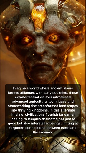 Explore a fascinating alternate history where extraterrestrial visitors transformed early societies with advanced techniques, creating thriving kingdoms and temples dedicated to both gods and interstellar beings. | Ancient Alien Chronicles