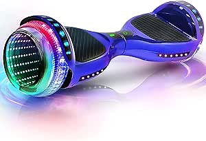 SISIGAD Hoverboard, with Bluetooth and Colorful Lights Self Balancing Scooter Smart Hoverboard for kids ages 6-12