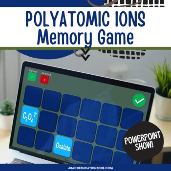 Polyatomic Ions Memory Game | Nomenclature Activity