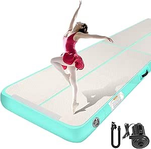 Gymnastics Air Mat, Sailnovo Inflatable Air Mat Tumble Track Training Tumbling Mat with Electric Pump, 20ft 16ft 13ft 10ft, 4in 8in Thickness for Home Use Gym Cheerleading Yoga Beach