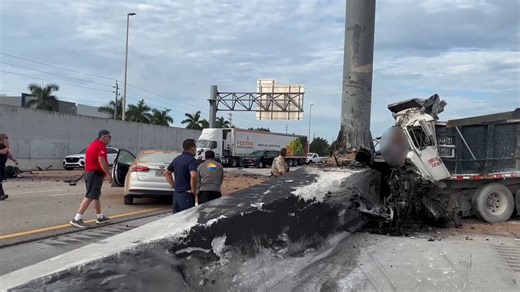 Truck crash on Florida's Turnpike in Miramar causes heavy delays