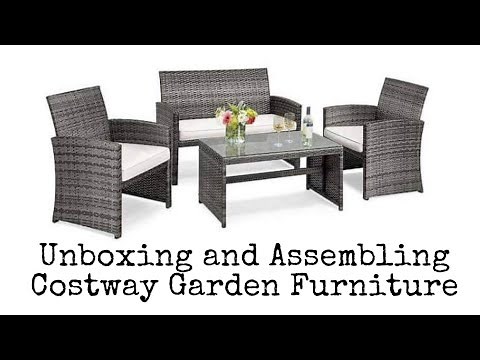 Unboxing and Assembling Costway 4-Piece Rattan Wicker Patio Conversation Set | Patio Furniture