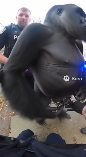 A Gorilla getting handcuffing by police #sora2 #ai #chatgpt