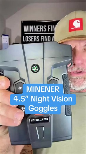 When the sun goes down, these goggles are just getting started. The MINENER 4.5” Night Vision Goggles combine high-definition binocular viewing with 7 levels of infrared illumination for low-light outdoor use. Get a 10X digital zoom, 32GB SD card, and rechargeable 5000mAh battery, all in a head-mounted design that helps keep your hands free. Built for nighttime hiking, wildlife observation, camping, and other low-light outdoor activities when you want to see beyond what your eyes can pick up alo