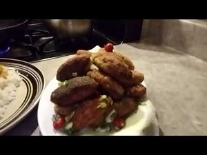 Fish cake with yam and gravy and Brown Rice guyanesestyle