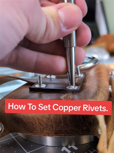 Leathercraft Process: Tutorial on How To Set Copper / Brass Rivets. Installing solid copper rivets on a handmade leather playing card holder. Copper rivets are traditionally used in saddlery and heavy-duty leatherwork for maximum strength and longevity. #leathercraft #handmade #satisfyingvideo #tutorial #leathercrafting