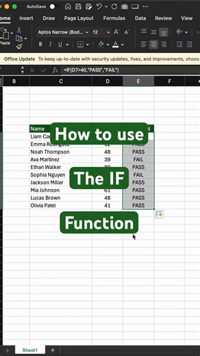 IF Function Makes Grading Automatic #excel #exceltutorial #spreadsheet