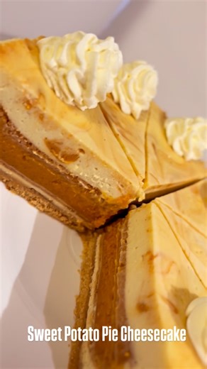 THE DESSERT BAR on Instagram: "And we’ve done it again!…. Who drops a whole deep-dish sweet potato pie in their cheesecake? The Dessert Bar does! Place your Thanksgiving orders today. #houstondesserts #desserts #houstontx #dessert #cheesecake #sweetpotato #sweetpotatopie #sweetpotatocheesecake #thanksgiving ##thanksgivingdesserts #sweetpotatopiecheesecake"