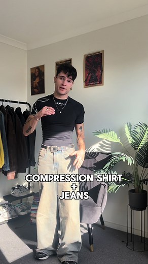 Trendy Compression Shirt and Baggy Jeans Outfit | Style Tips