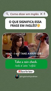 ☔️ “Take a rain check”… parece educado, mas será que você sabe o que isso REALMENTE quer dizer? 👀 Muita gente usa essa expressão errado — e nem percebe. Descubra o significado real e quando usá-la como um nativo 👉🏽✨ #English #learnenglish #aprenderingles #ingles #learn | English with Jardhian