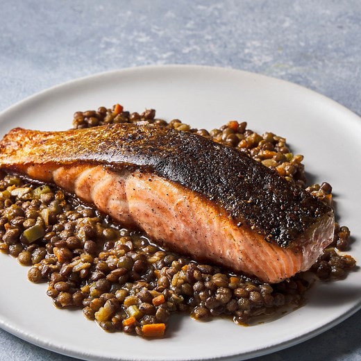 Saumon Aux Lentilles (Pan-Seared Salmon with Braised Lentilles Du Puy) | America's Test Kitchen
