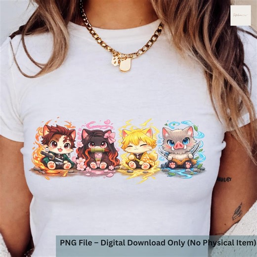 Demon Slayer Png, Demon Slayer Cat, Tanjiro Nezuko Zenitsu Inosuke Chibi Cats | Vinyl Stickers Demon Slayer Cat | Cute Kawaii Manga Gift - Etsy