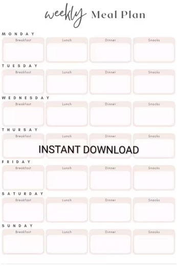 Digital Editable Meal Planner PDF | Printable Weekly Food Planning Form - Etsy