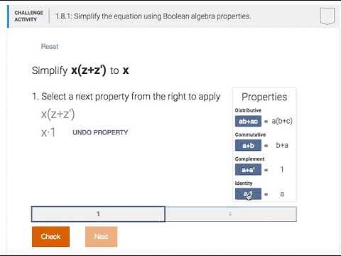 Digital Design zyBook: Boolean algebra tool demo