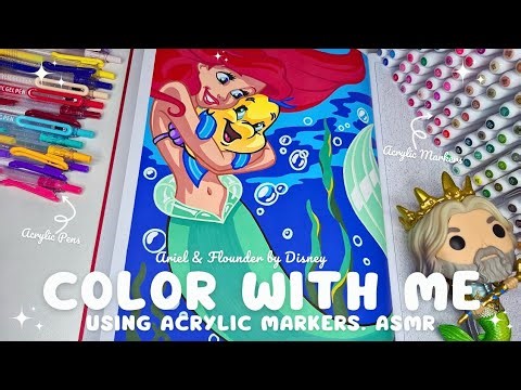 Color with Me 🎨 ASMR 💚 Relaxing video | Paint by numbers for Adults ✨️ Ariel & Flounder