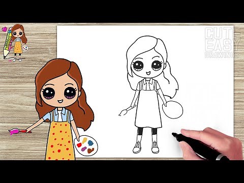 How to Draw a Cute Artist Girl, Easy Drawings