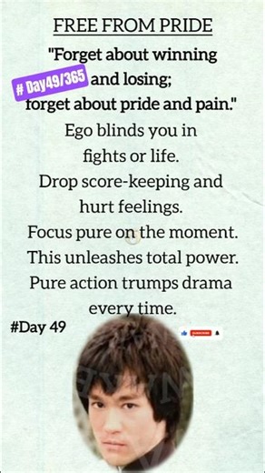 "Day 49/365: Free From Pride" |Daily Lessons for 2026 Success |Bruce Lee Quotes|#shorts #lifelessons