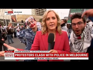 Sky News reporter swamped by protesters during intense live scenes in Melbourne