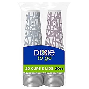 Dixie To Go Paper Coffee Cups With Lids, 20 oz, 20 ct, Disposable Insulated Paper Cups for On-The-Go Hot or Cold Beverages