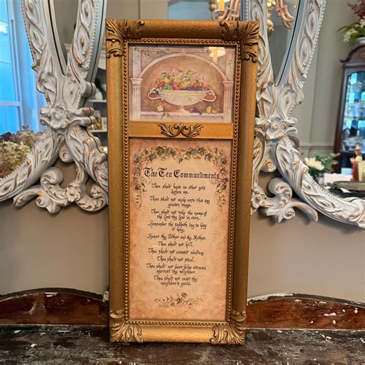 Vintage Framed Ten Commandments by Home Interiors | Christian Religious Decor - Etsy