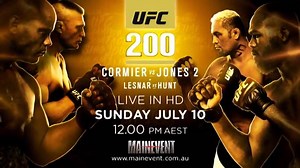It's time for the UFC 200 Fight Week. MAIN EVENT brings you five fights from the Main Card Fighters of UFC 200. Including Cormier vs Jones, Aldo vs Edgar, Brock Lesnar, Mark Hunt and Miesha Tate. Each weekday the UFC 200 Fight Week classic fight will premiere at 6:00am and will replay throughout the day. Monday 4 July - UFC 200 Fight Week: Aldo vs Edgar 1 Tuesday 5 July - UFC 200 Fight Week: Holm vs Tate Wednesday 6 July - UFC 200 Fight Week: Hunt vs Silva 1 Thursday 7 July - UFC 200 Fight Week: