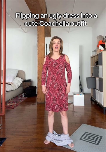 Transform an Ugly Dress into a Stunning Coachella Outfit