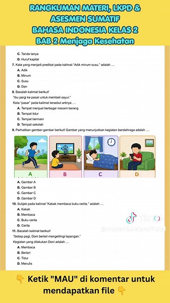 Rangkuman & LKPD Kelas 2 Bahasa Indonesia Bab 2 Menjaga Kesehatan