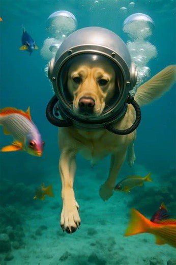Labrador Diving Underwater | Brave and Playful Swimming Dog #cutedogs #puppylove #aiart