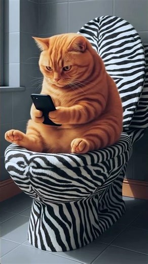 How Long Can You Sit on a Zebra-Fur Toilet!? 🦓😹 #shorts