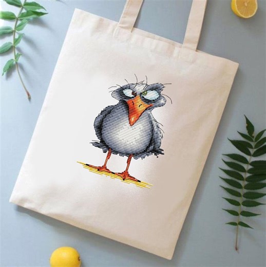 Funny Seagull Cross Stitch Pattern PDF | Cute Bird Embroidery | Sea Humor Design - Etsy