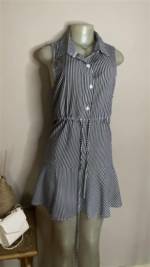 Stripe Tease Dress 🩶 Large - $175TTD Pickup - FREE (Arima & Curepe) TTPOST - $30 Cash On Delivery $40-$50 DM To Order Now! 🛍️ #kyklothingkorner #trinidadandtobago #clothes #smallbusiness #dress