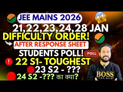 🔥✅STUDENTs POLL🗳️!Difficulty Order After Response sheet JEE MAINS 2026!Shiftwise Difficulty Order!