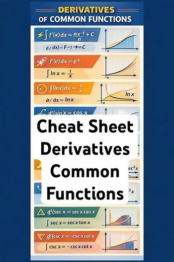 Calculus Formulas Derivatives of Common Functions Cheat Sheet #calculus #mathematics